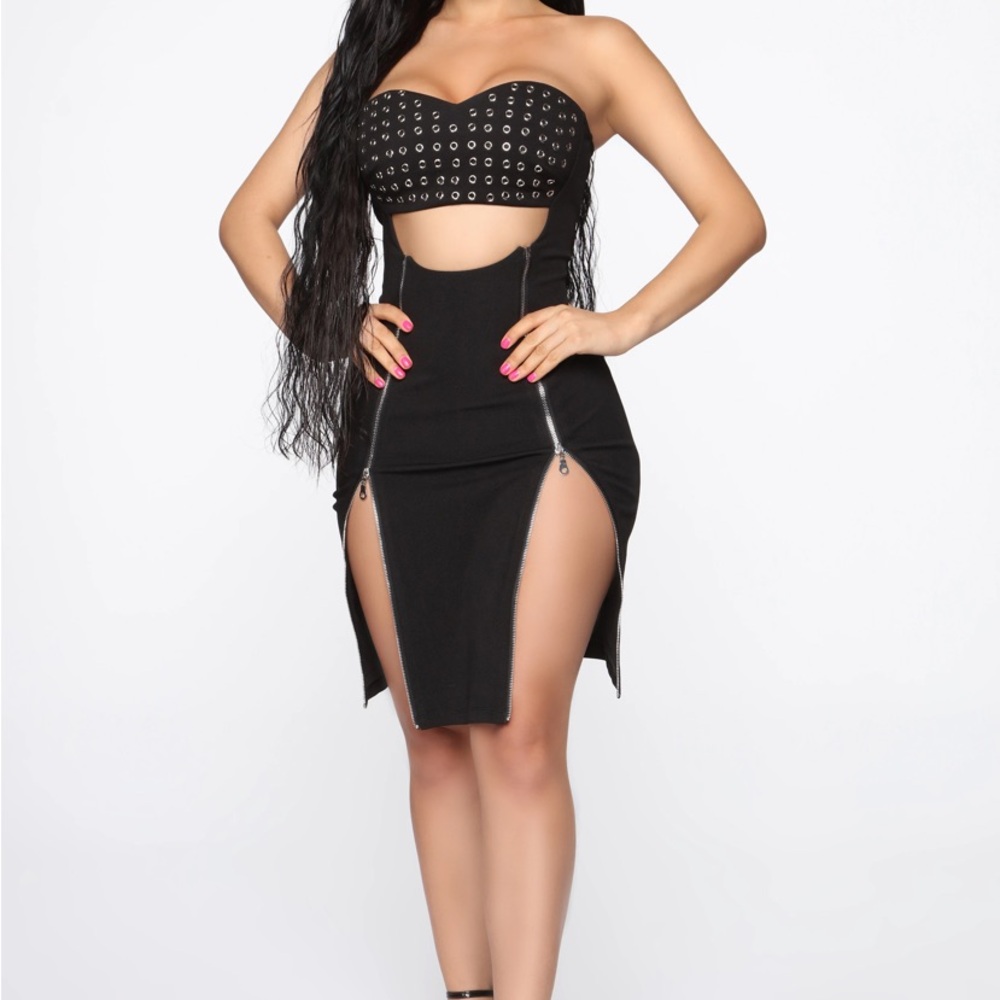 Fashion Nova Black Cutout Midi Dress